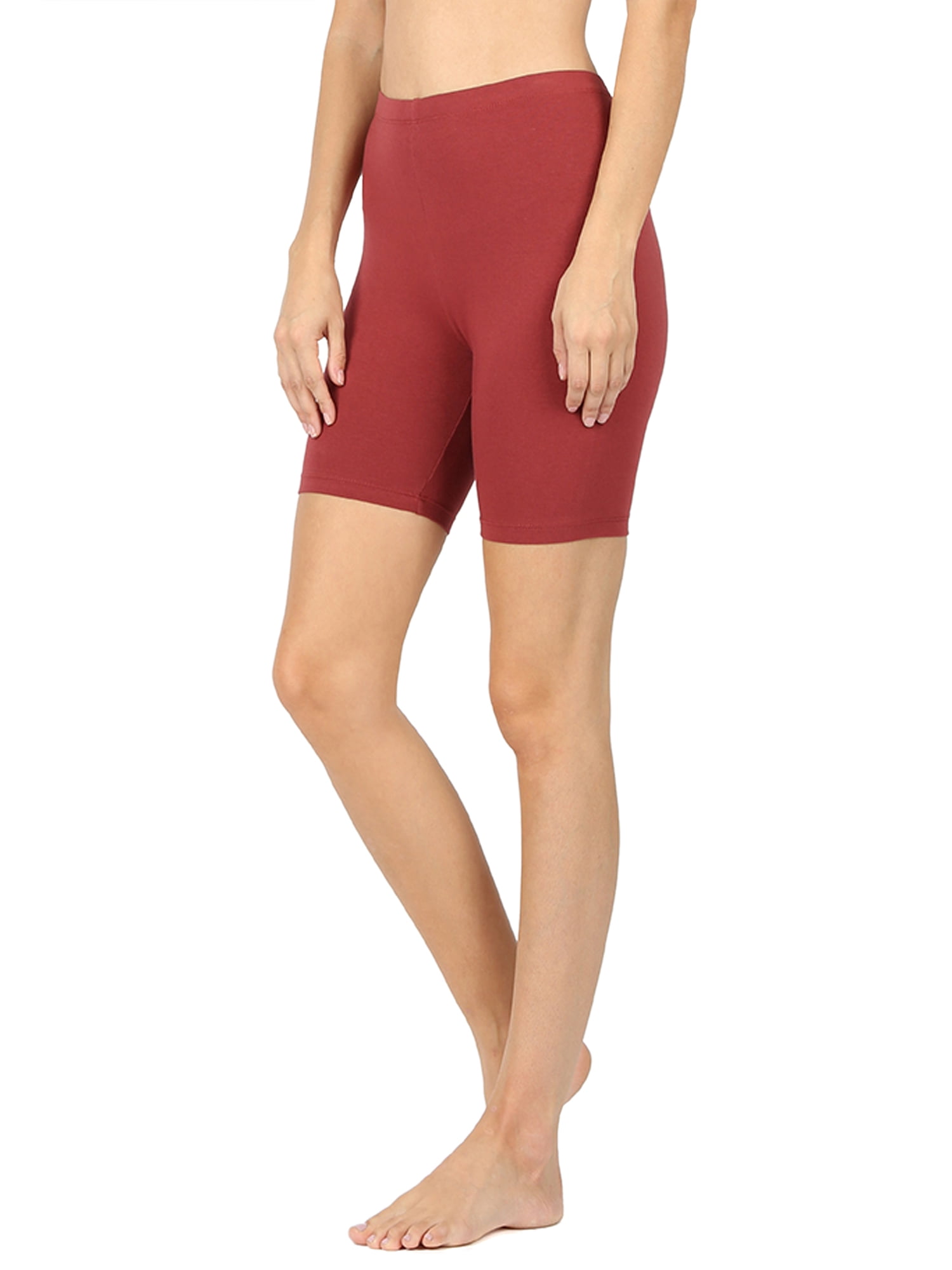 Womens & Plus Soft Cotton Stretch Knee Length Leggings Fitness Sport Biker Shorts