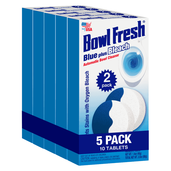 Bowl Fresh Automatic Toilet Bowl Cleaner with Bleach, 2 Count, 5 Pack