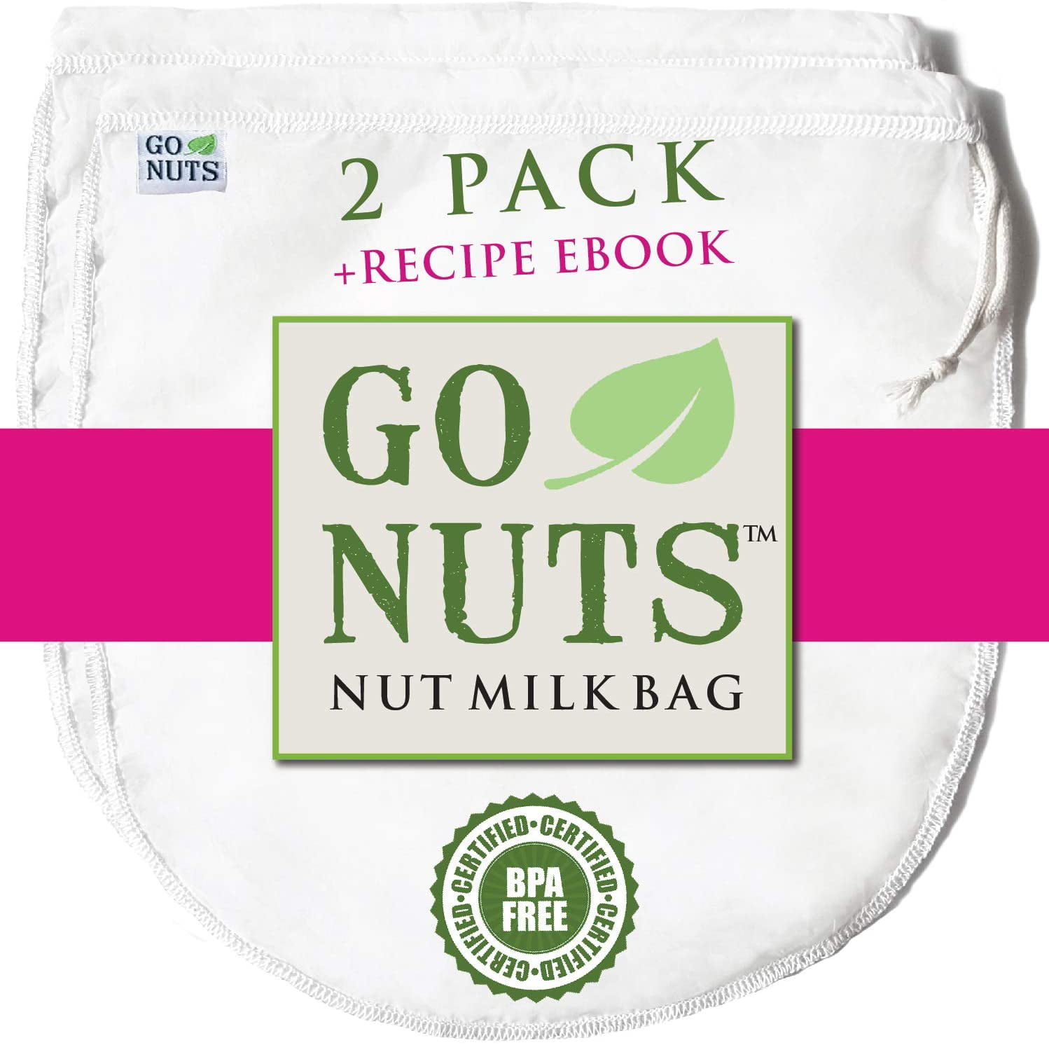 Fox Run 2 Jelly Jam Nut Rice Milk Fine Nylon Straining Bags Set of 2 Banded Top 