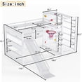 thumbnail image 6 of Bellemave Bunk Bed with Slide & Basketball Hoop, Full over Full Bunk Bed with Pull-up Rings and Climbing Wall, Metal Full Size Loft Bed with Bookcase and Play Space, White, 6 of 9