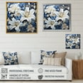 thumbnail image 4 of Designart "Charm Of Pure White And Blue Lilies III" Lilies Floater Framed Wall Art Living Room, 4 of 5