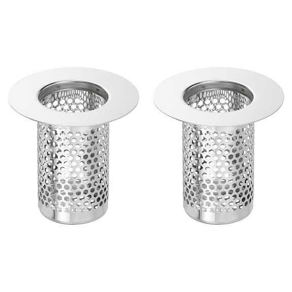 Uxcell 2 Pack Shower Drain Strainer, 2" x 2" 304 Stainless Steel Floor Drain Strainer Deep Sink Hair Catcher for Kitchen Bathroom Balcony Floor Drain, Fit Hole Size from 1.2" to 2"