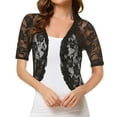 thumbnail image 3 of DuoJiaJ Womens Lace Cardigan, Short Sleeve Open Front Lightweight Summer Jacket Black L, 3 of 6
