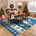 thumbnail image 3 of Christmas Area Rug 8' x 10', Xmas Snowflake Rug for Living Room, Washable Carpet with Non Slip Rubber Backing, Low Pile Non Shedding Printed Mat, Floor Covering for Bedroom, Blue, 3 of 8