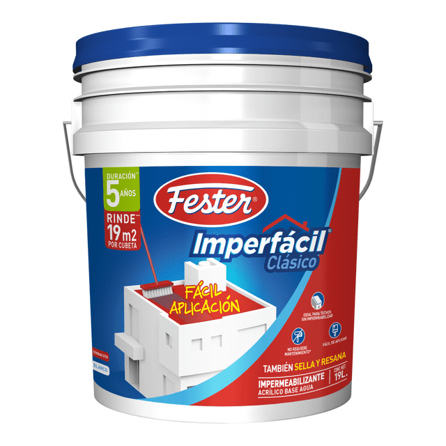 Impermeabilizante Acrílico Base Agua Fester Imperfácil Clásico 5 Años 19L Terracota