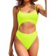 thumbnail image 1 of Traje De Baño para Mujer con Cordones Traje De Baño con Cuello Redondo Amarillo Neon CH Amarillo Neon CH Xishao ropa, 1 of 2