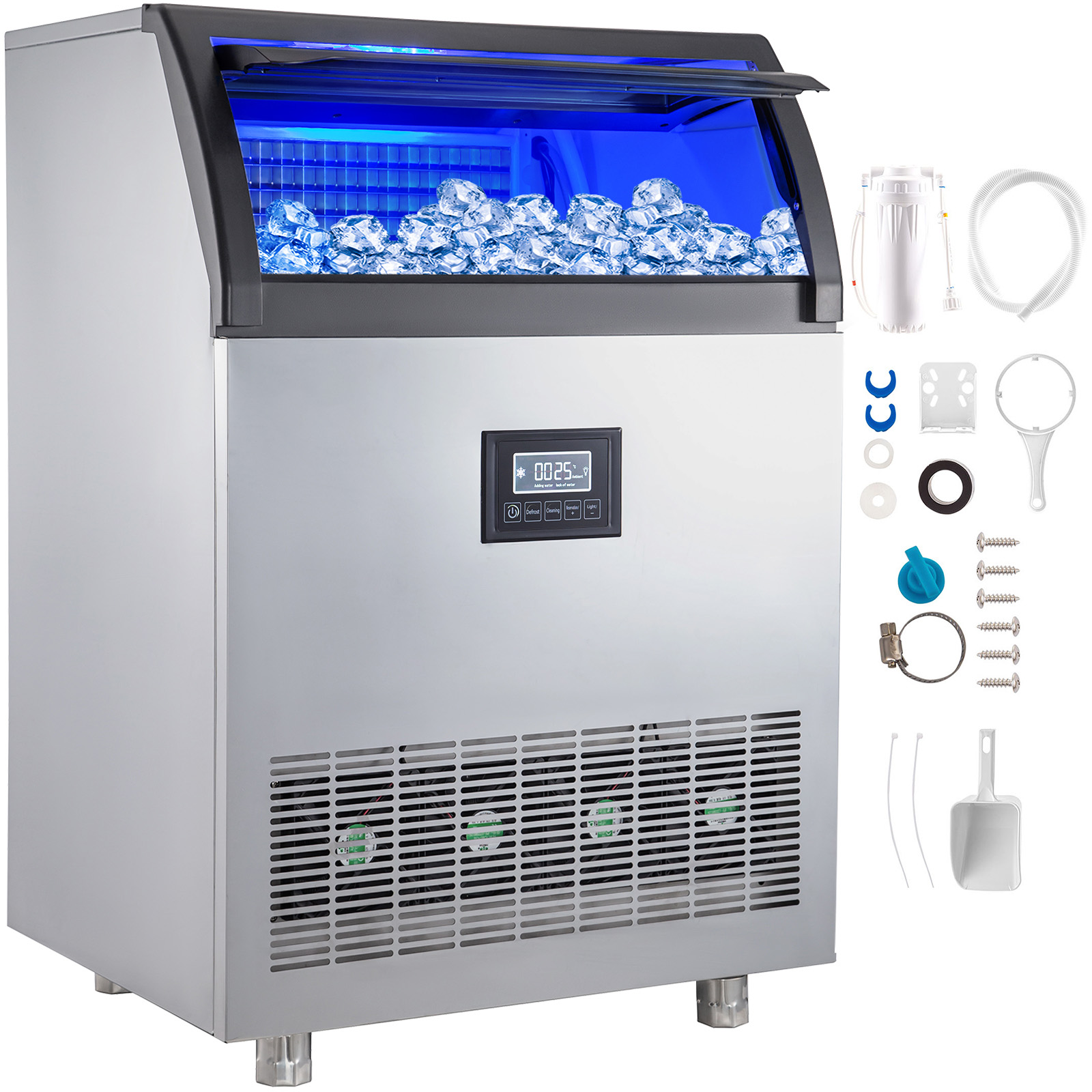 BENTISM Commercial Ice Maker Freestand Ice Cube Machine 200LBS/24H