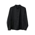 thumbnail image 3 of Fengqque Men's Mandarin Collar Button Down Shirt Jacket Long Sleeve Casual Overshirt with Pockets Black M, 3 of 7