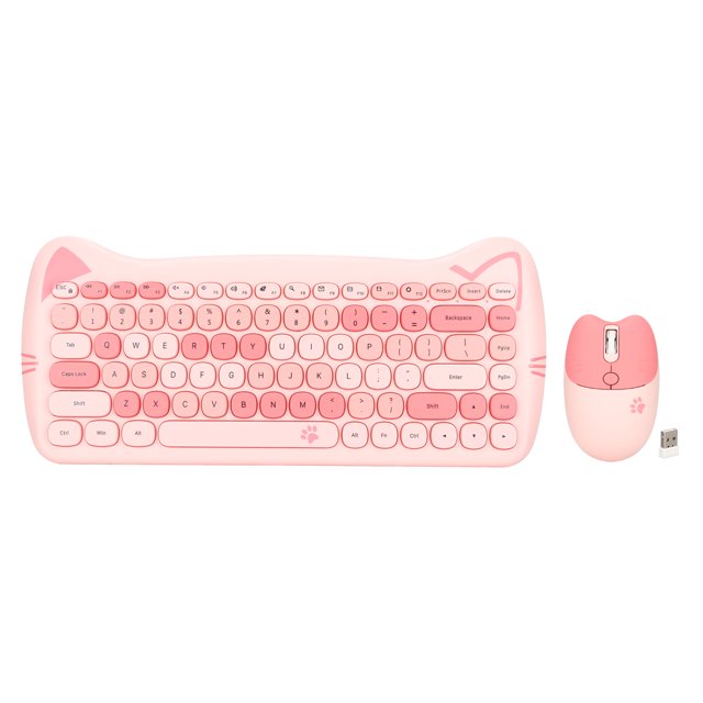 Wireless Keyboard Mouse Combo,Cute Cat Shape 2.4G Computer Keyboard Wireless Keyboardand Mouse Eco-Friendly Materials