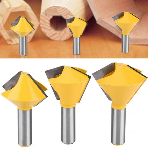 Router Bit, 1/2" Shank Woodworking Milling Cutter, 3Pcs/Set Bird's Mouth High Strength for Chipboard Hardwood Solid Wood