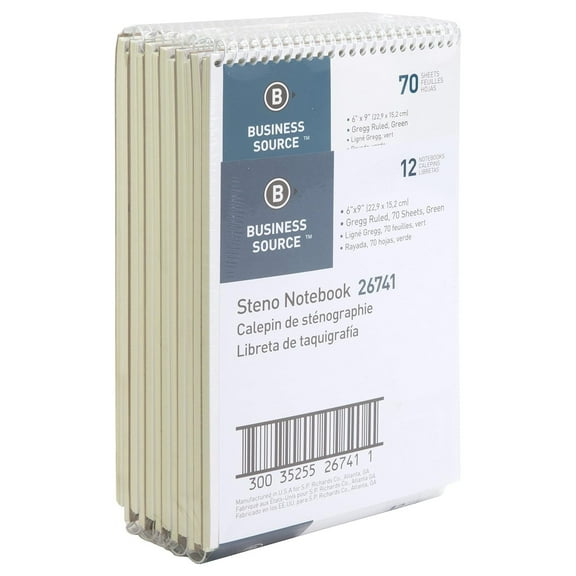 Wire bound Steno Notebook, 70 Sheets, green (26741PK)