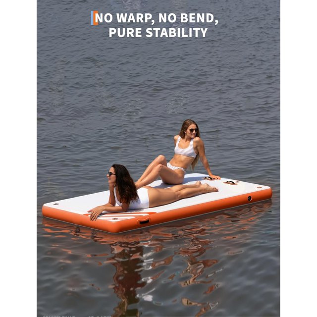 Kojooin Inflatable Floating Dock Platform, Non-Slip Air Dock Raft with Carry Bag and Pump for Lake or Pool Use
