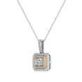 thumbnail image 3 of Princess Cut Diamond Cut Cornered Double Halo 2 Tone Necklace 14K Gold 0.95 CTW, 3 of 4