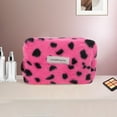thumbnail image 5 of Unique Bargains 1 Pc Leopard Plush Drawstring Makeup Bag for Vacation Business Travel Plush Rose Red, 5 of 6