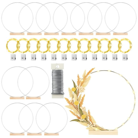 Craft Hoop Frame MJRASG - Luces LED (10 pulgadas), diseño floral, paquete de 12