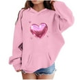 thumbnail image 2 of Kids Girls Valentine Heart Hoodie Pullover, Pink Soft Graphic Sweatshirt with Metallic Stars 3-14 Years,Size 9-10 T, 2 of 5