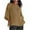 Khaki, variant on GERsome 3/4 Length Sleeve Tops for Women Crewneck Casual Pleated Tunic Tops Solid Color Loose Fit Tee Shirts S-5XL