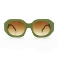 thumbnail image 5 of Womens Trendy Octagonal Beveled Thick Plastic Round Mod Sunglasses Green - Brown, 5 of 8