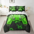 thumbnail image 2 of Erosebridal Teens Gamepad Bedding King Size, Video Gaming Bed in a Bag King size, Neon Honeycomb Decor, Reversible 7pcs, 2 of 6