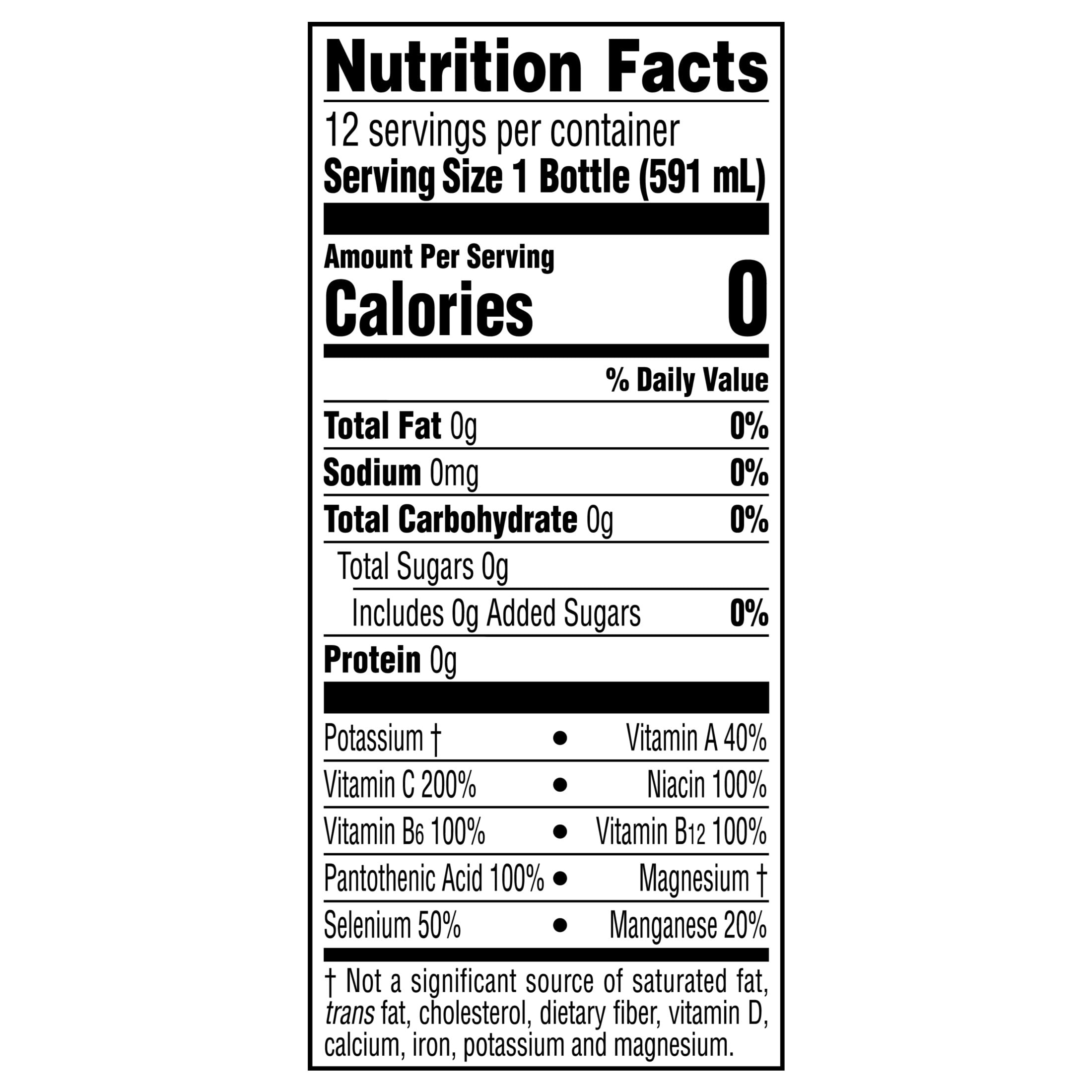 vitaminwater XXX Zero Sugar Acai-Blueberry-Pomegranate Water Beverage Bottles, 20 fl oz, 12 Pack