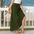 thumbnail image 4 of Busydd Women Maxi Skirt Solid Color Long Skirts for Women Elastic Waist Drawstring Casual Skirts with Pocket L, 4 of 4