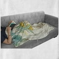 thumbnail image 6 of Hummingbird Soft Flannel Fleece Throw Blanket, Hummingbird and Tropical Flowers Summertime Exotic Plant Nature Art, Cozy Plush for Indoor and Outdoor Use, 50" x 60", Teal Yellow, by Ambesonne, 6 of 6