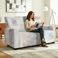 thumbnail image 2 of TSOVTHRID Patchwork Floral Pink Print Recliner Loveseat Covers Stretch Sofa Slipcover for Pet Loveseat Couch Covers with Pockets Recliner Cover for 2 Seat Sofa Couch, 2 of 7