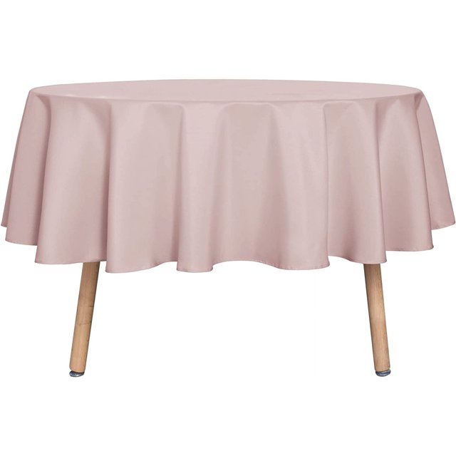 LAICAIW Round Tablecloth-60 Inch-Water Resistant Spill Proof Washable Polyester Table Cloth Decorative Fabric Table Cover for Dining Table, Buffet Parties and Camping, Blush
