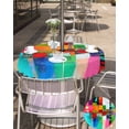 thumbnail image 5 of Fsddascl Colorful Oil Painted Outdoor Tablecloth - 54 Inch Round Dining Table Cover, Modern Abstract Art Vintage Waterproof Outdoor Table Cloth with Umbrella Hole & Zipper for Picnic/Patio/Party, 5 of 7