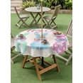 thumbnail image 2 of Round Outdoor Tablecloth With Umbrella Hole And Zipper– Happy Easter Waterproof Patio Table Cover for Party, Picnic, Backyard, 50" Dia. , Watercolor Spring Bow Bunny Tails, 2 of 8
