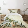 thumbnail image 3 of Ambesonne Olive Green Quilted Bedspread Set 2 Pcs, Abstract Flora Leaf, Twin Size, Multicolor, 3 of 6