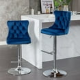 thumbnail image 2 of PORKISS Swivel Velvet Bar Stools, Chrome Base Barstools Set of 2 with Tufted Backs, Modern Upholstered Adjustable Seat for Home Pub and Kitchen Island, Blue, 2 of 11