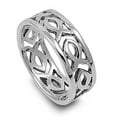 thumbnail image 4 of Sterling Silver Women's Ichthys Ring 925 Band 9mm Jewelry Female Male Unisex Size 7, 4 of 4