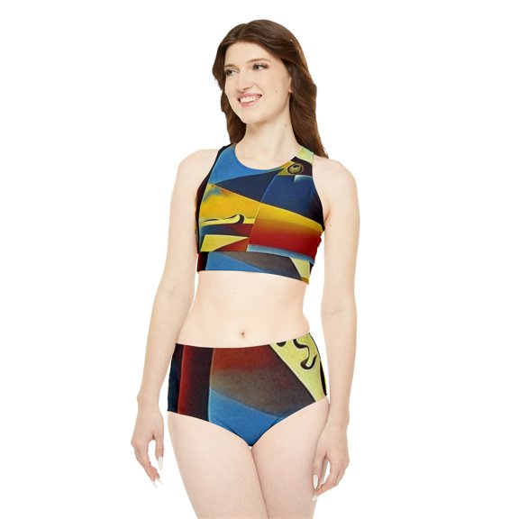 'Abstraction of Life' Sporty Bikini Set (AOP)