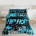 thumbnail image 2 of Feelyou Hip Hop Music Bedding Comforter Set for Child, Black Blue Graffiti Twin Comforter Sets, Street Artwork Reversible Bedding Set, Microfiber Bedroom Decor, 2 Pieces, 2 of 8