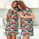 thumbnail image 4 of Easygdp Palm Leaves Flamingo Camisón de manga corta para mujer, informal, estampado, 4 of 6