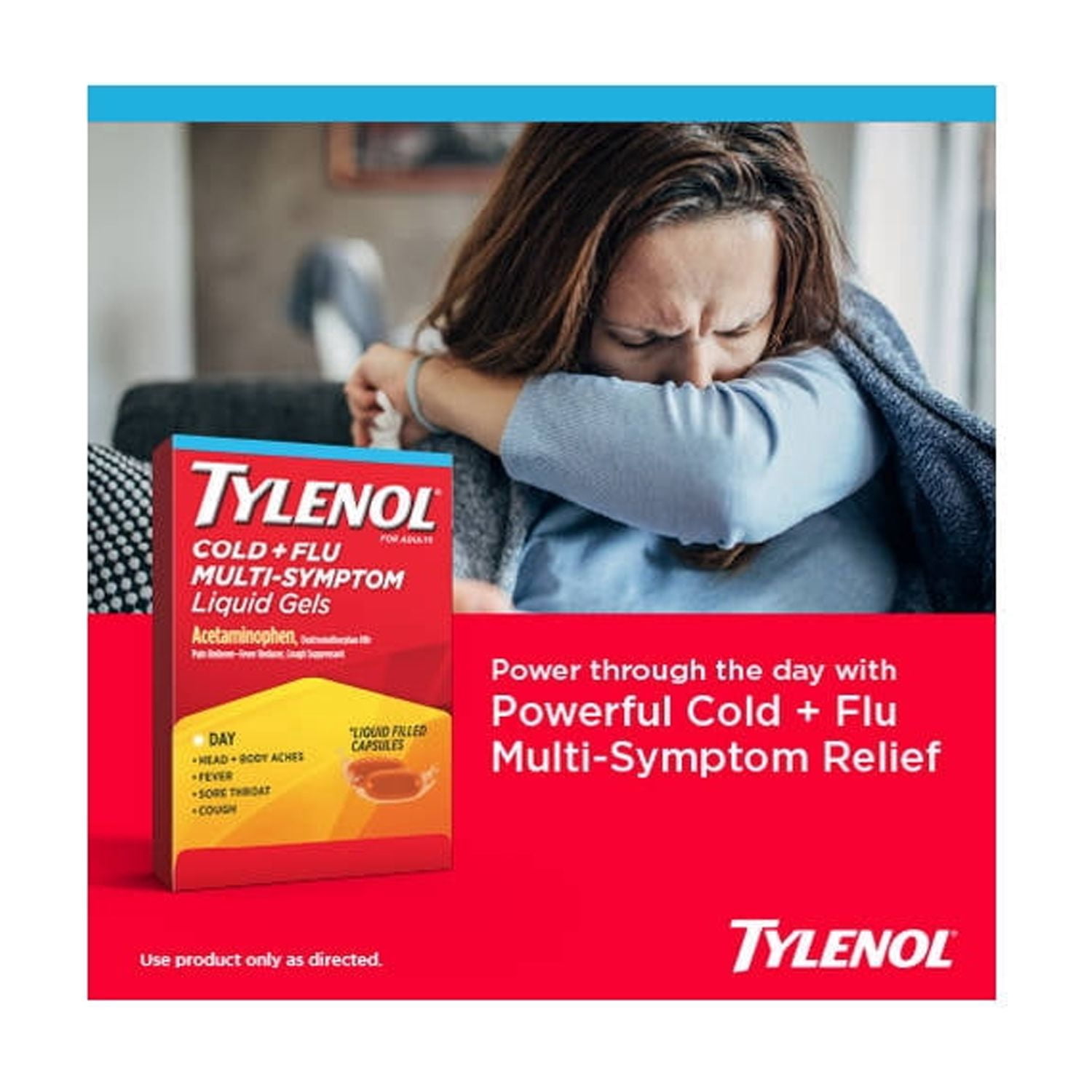 Tylenol Daytime Cold & Flu Multi-Symptom Relief Liquid Gels, 24 Count