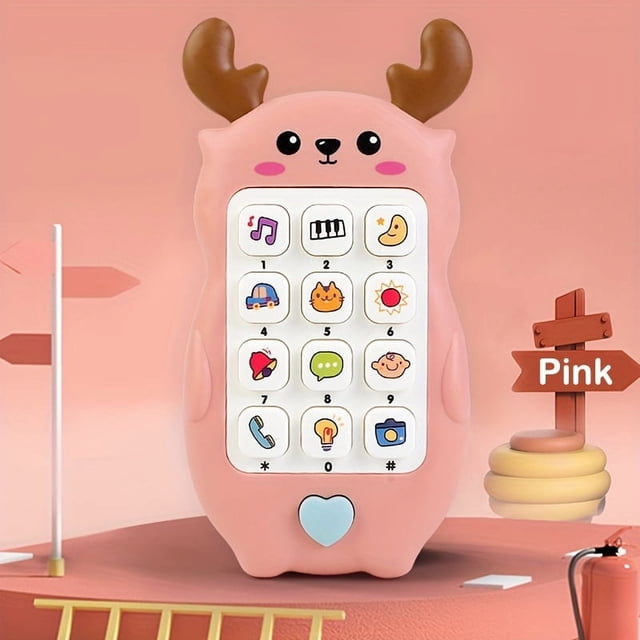 YOPTOP Interactive Deer-Shaped Educational Toy Phone for Youngsters - Durable Multi-Mode with Storytelling & Music Features - Perfect Birthday or Thanksgiving Gift for Youngsters Pink/B,Pink