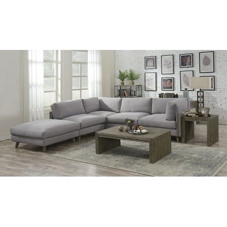 Pillow Top Sectional (Emerald Home Macyn Dove Gray Modular Sectional, with Pillows, Deep Seating, Loose Cushions, And Wood)