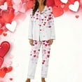 thumbnail image 2 of LYEAA Womens Valentines Pajama Set Heart Print Lapel Long Sleeve Button Down Shirt and Pant Sleepwear Holiday Loungewear, 2 of 6