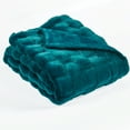 thumbnail image 6 of Home Soft Things Brick Textured Faux Fur Throw Blanket with Micromink Back, Luxury Soft Cozy Fluffy Fluzzy Plush Throw, 60x70 inches, Teal, 6 of 7