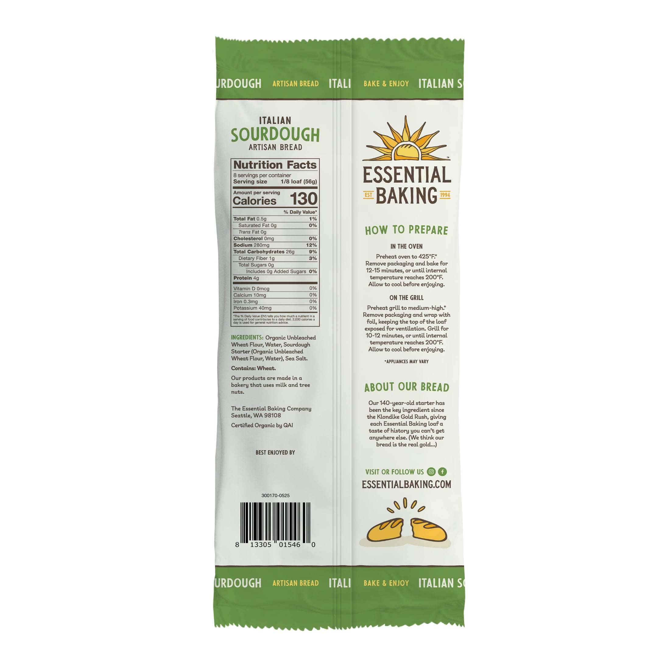 Essential Bake at Home Italian Sourdough Bread, Certified Organic, 16 oz, 4 Pack