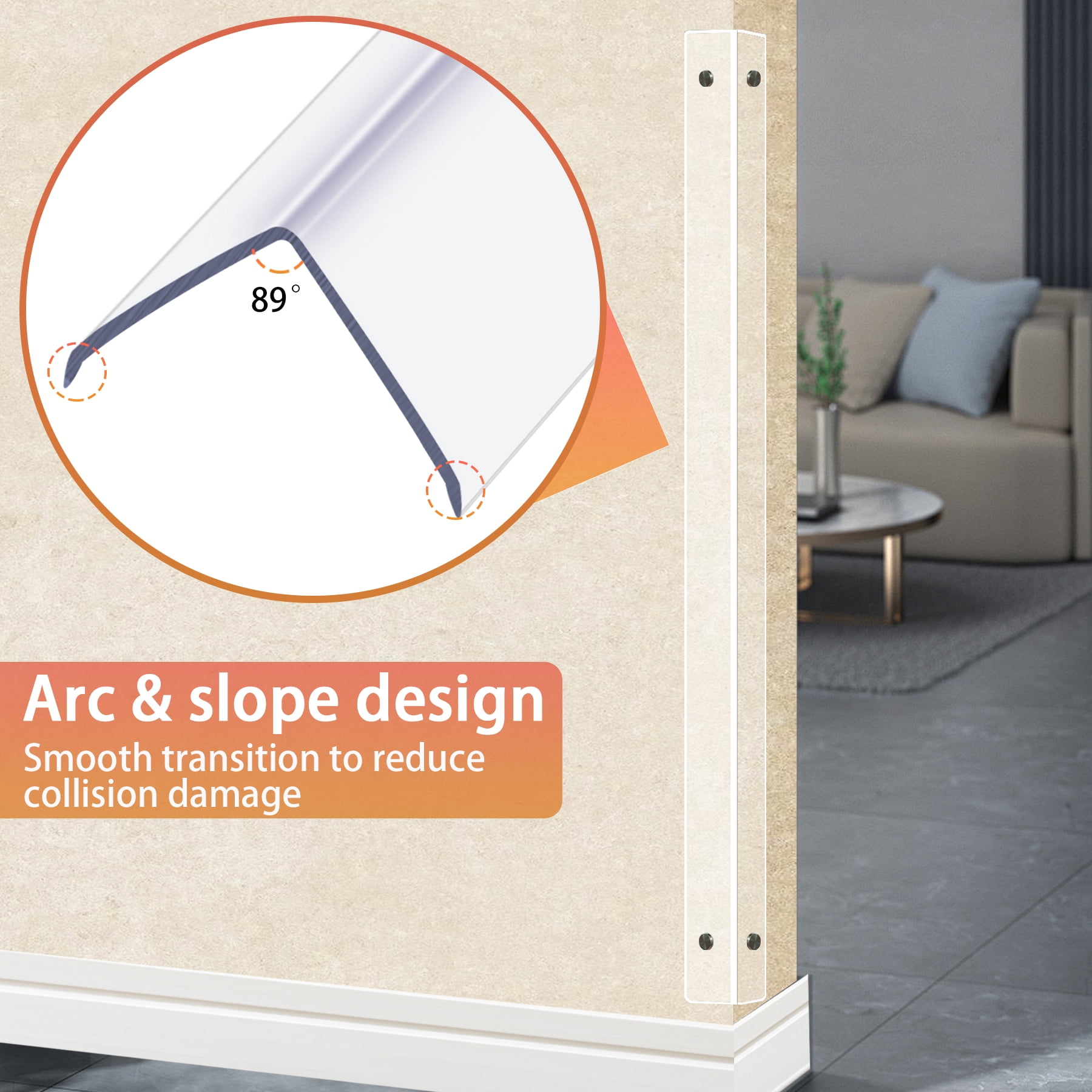 Clear Screws Installation Wall Corner Protectors, Thickened L-Shaped Peel and Stick Furniture Edge Shields & Guards for Sharp Wall, Door Frame, Table,2pcs x 39.4"L x 1.97"W