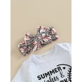 thumbnail image 5 of Coduop Baby Girls Outfit Set,Short Sleeve Romper with Baseball Print Shorts and Hairband 3Pcs Set, 5 of 9