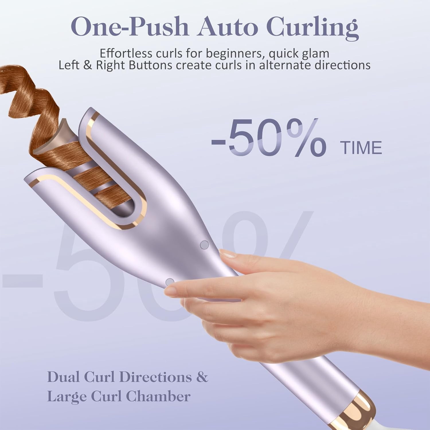 Automatic Hair Curler with Anti-Scald & Anti-Tangle Technology, 1" Rotating Ceramic Barrel with 4 Heat Settings, One-Touch Smart Curling Iron for Beginners
