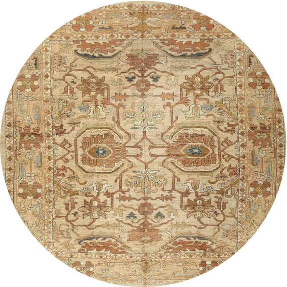 Ahgly Company Indoor Round Traditional Chocolate Brown Persian Area Rugs, 4' Round