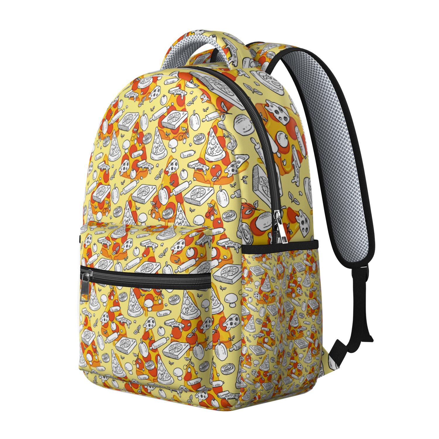 Pizza Print Waterproof Backpack - Stylish & Lightweight Daypack with Spinal Support, Multiple Pockets - Must-Have for Pizza Party Fans & College Students