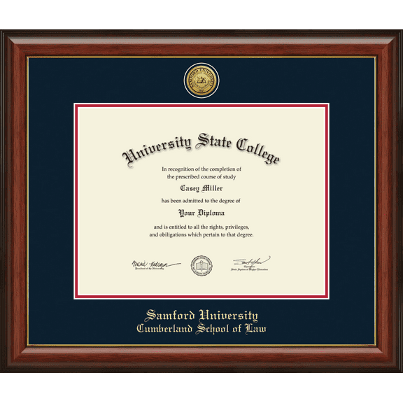 Samford University Cumberland School of Law Diploma Frame, Document Size 17" x 13"
