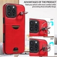 thumbnail image 6 of Case for iPhone 16 Pro Wallet with Credit Card Holder & Finger Ring Kickstand, Premium PU Leather Slim Cover Shockproof Scratch Resistant Full Protection Phone Case for iPhone 16 Pro, Red, 6 of 10
