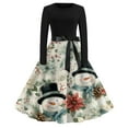 thumbnail image 5 of Christmas Dresses for Women Women's Casual Fashion Round Neck Long Sleeve Christmas Printed Party Vintage Long Dresses for Holiday Gathering,Black,L, 5 of 7